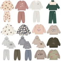 Child Sweaters 2024 Autumn Girl Boy Sweatshirt and Pant Set Casual Hoodies Winter Velvet Kids Jacket Outwear Clothing 1