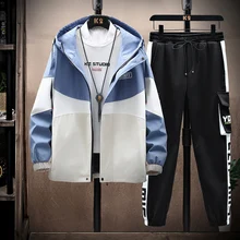 

Spring jacket men's new Korean version of two sets of hi color jacket set workload jacket