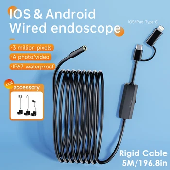 5M Wired Endoscope Camera for iPhone IPad Type-C HD Borescope Inspection Snake Camera IP67 Waterproof With 8 LED For iOS iphone 1