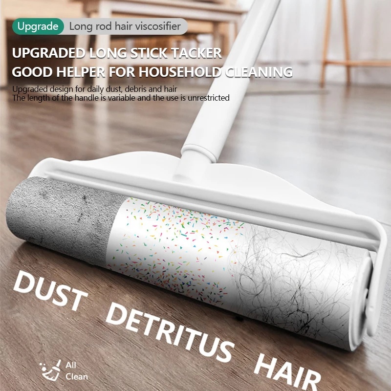 Long Handle Lint Roller Brush Pet Hair Remover Roller Retractable Dust Hair Roller Stick