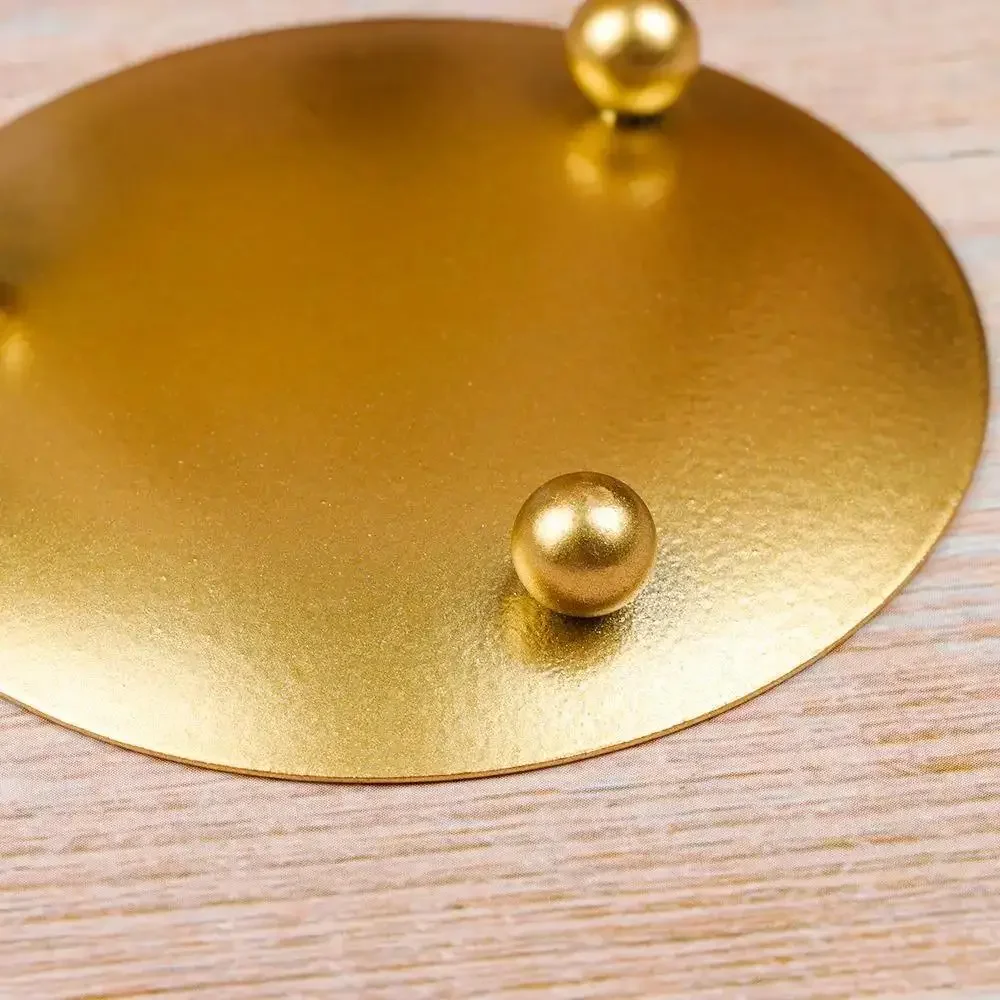 1PC Round Plate Candlestick Vintage Black Gold Candle Holder Wrought Iron Craft Candelabra Wedding Festival Party Supplies