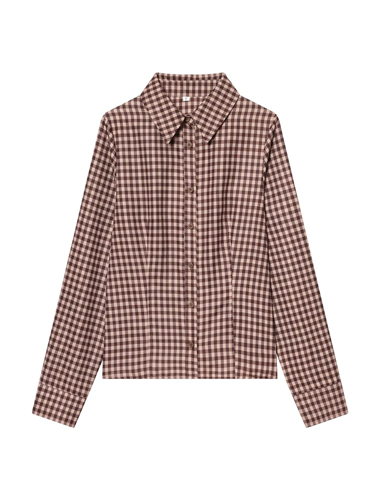 New Spring Women Shirt Long Sleeve Classic Plaid Printed Blouse Slimming Ladies Office Single Breasted Lapel Ladies Plaid Shirts