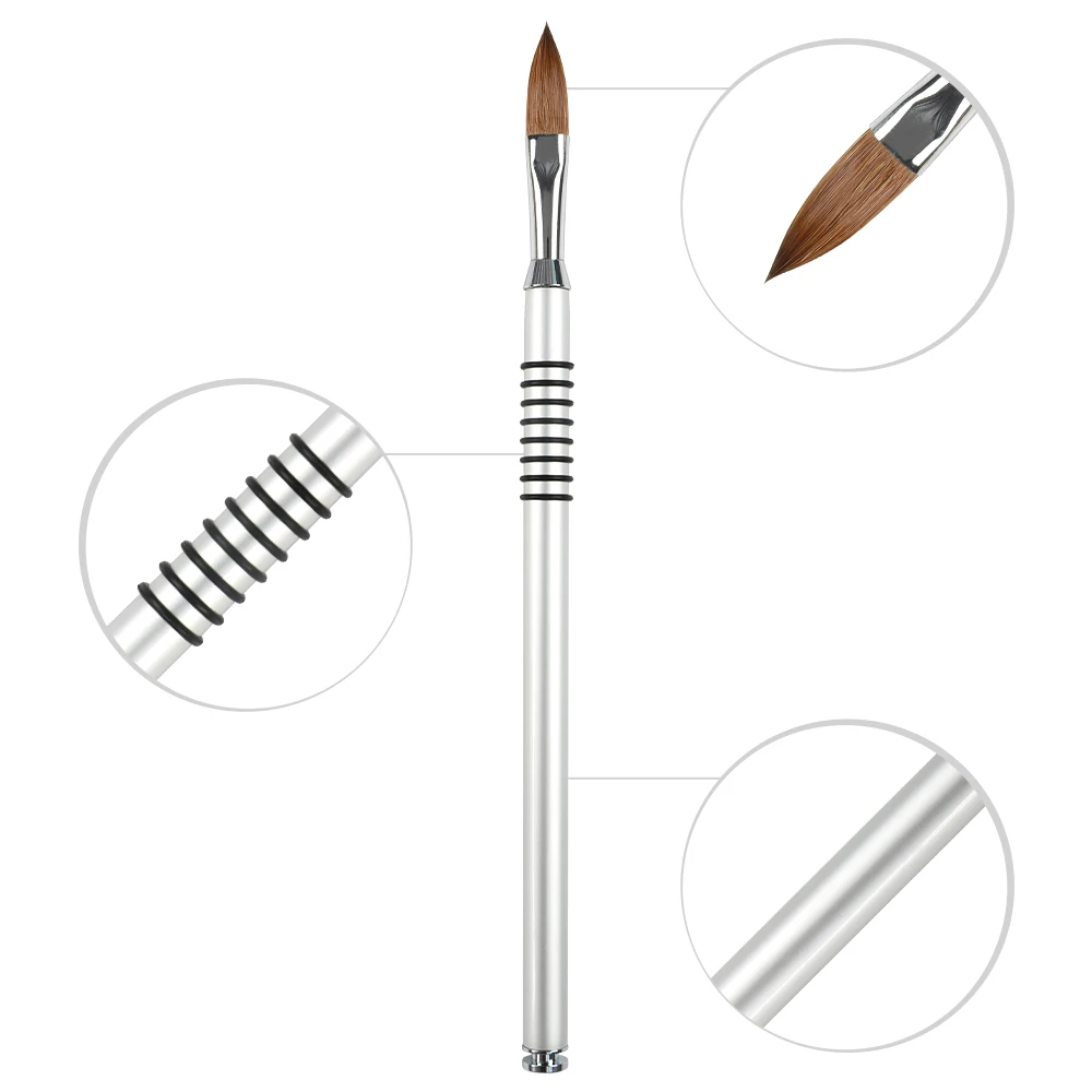 ANGNYA #2#4#5#6#8 Nail Brush Art Acrylic Kolinsky Brush UV Gel Carving Pen Brush Liquid Powder Nail 3D Drawing Pen Nail Art Tool 5
