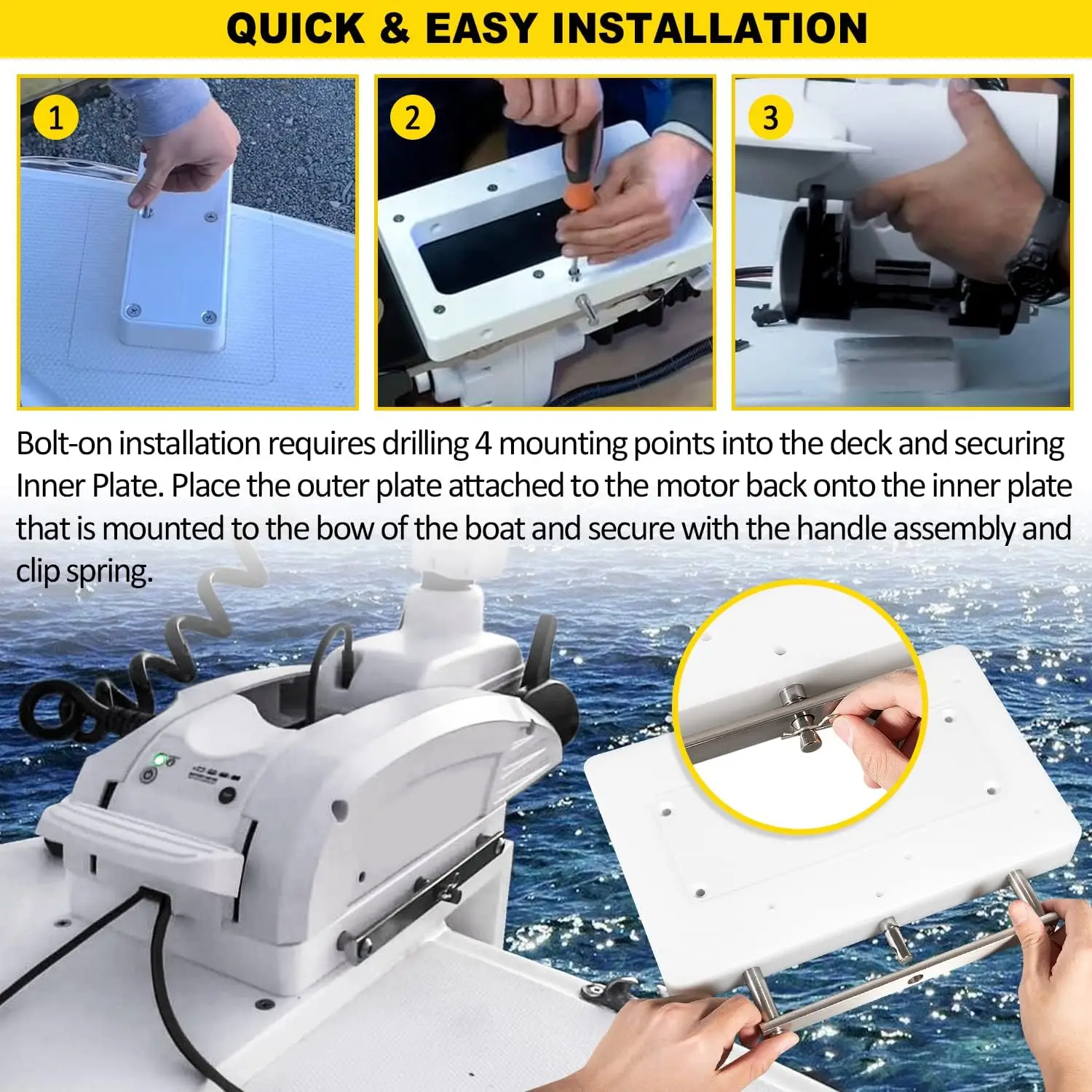 Staffa Sgancio Rapido Motore Staffa A Sgancio Rapido Minn Kota MKA-21 | Per Motori Pesca A Traina Supporto Motore Barca - Foto 7