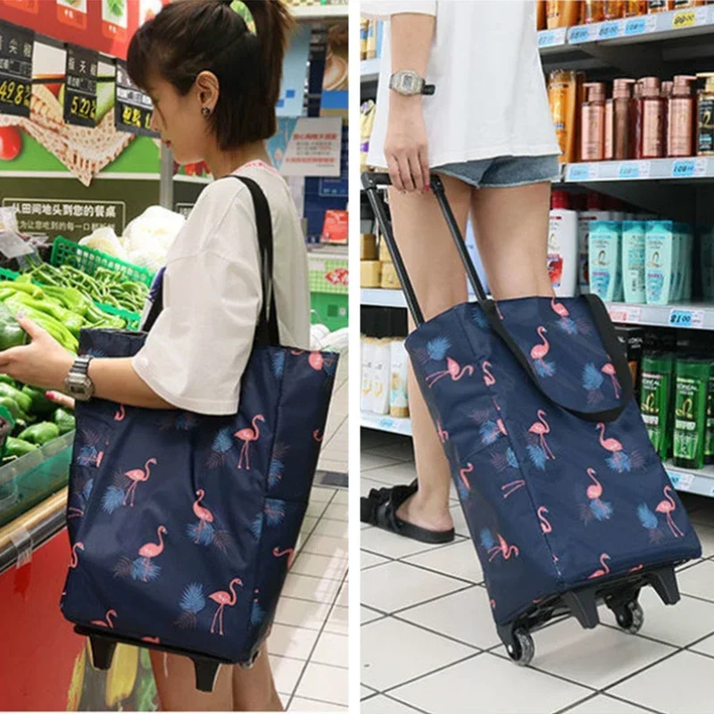 

Portable For Folding Cart Market Big Wheels Buy Pull Vegetables The On Trolley Bag Shopping Organizer Bags Women's