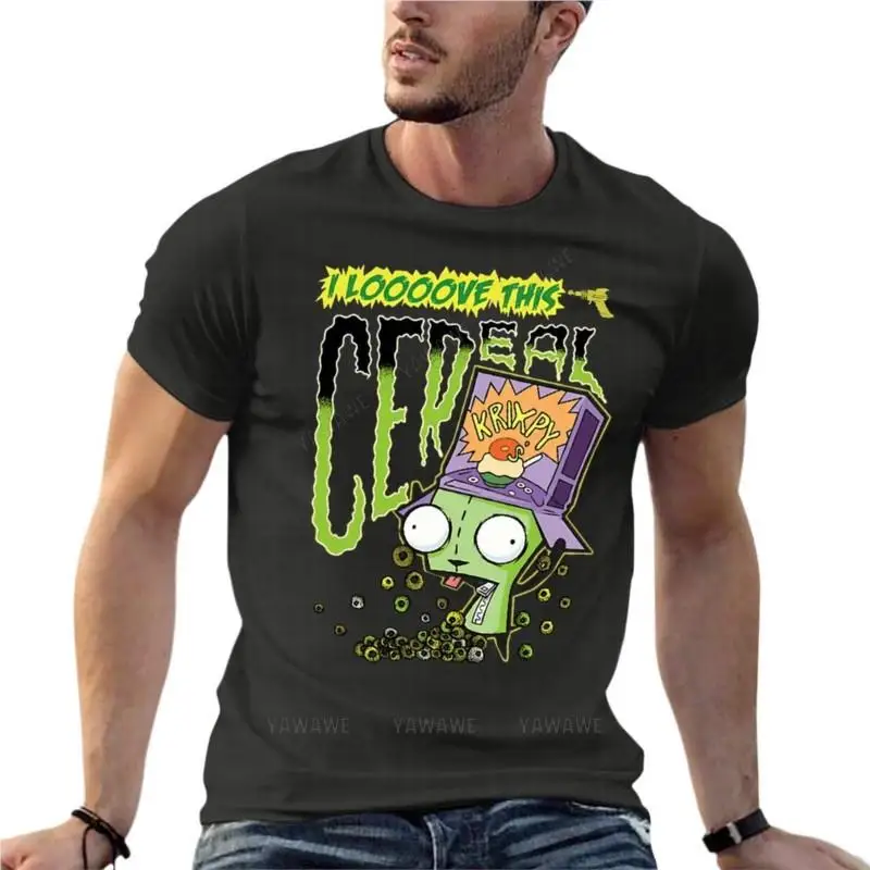 

Invader Zim I Love This Cereal Funny Oversized T-Shirt Harajuku Men'S Clothing Short Sleeve Streetwear Big Size Top Tee