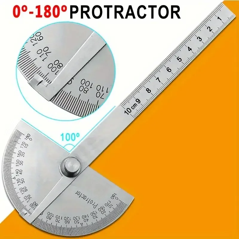 Regla de medici&oacute;n giratoria de 180&deg;: &iexcl;obtenga &aacute;ngulos precisos en todo momento con el transportador acero inoxidable!