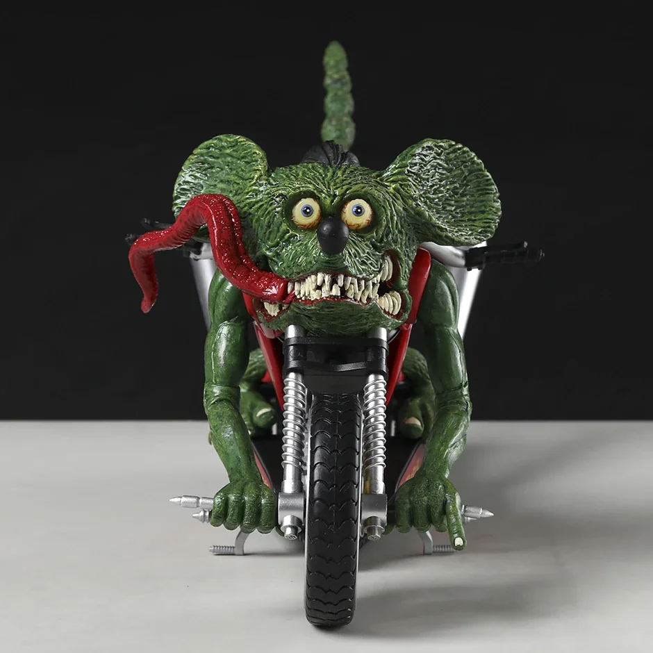 Rat Fink Crazy Mouse Motorcycle Action Figure Model Doll Toy