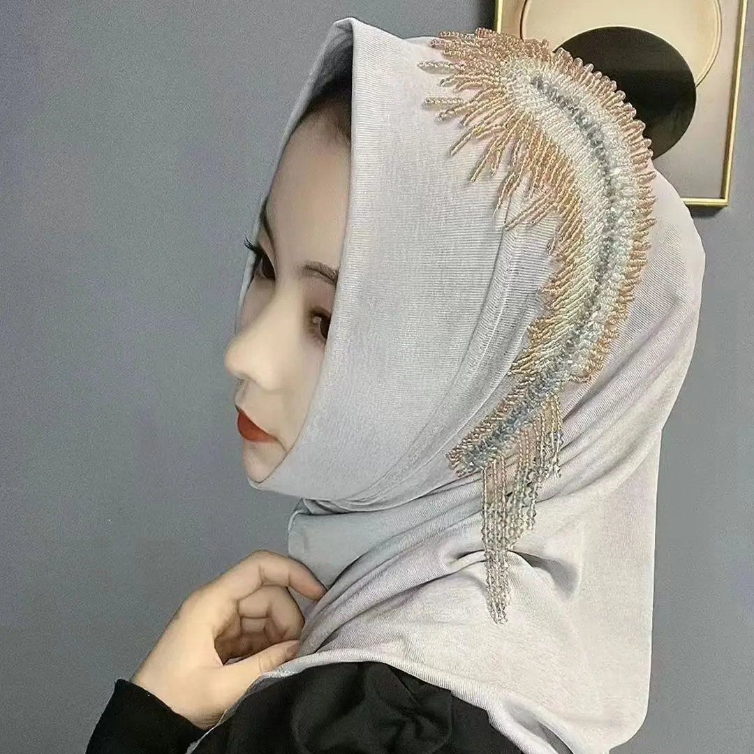 Freeshipping Hijab Muslim Women Shawl Headscarf Luxury Tassels Chiffon Scarf  Malaysia Prayer Kufi Islam Saudi Arabia Summer