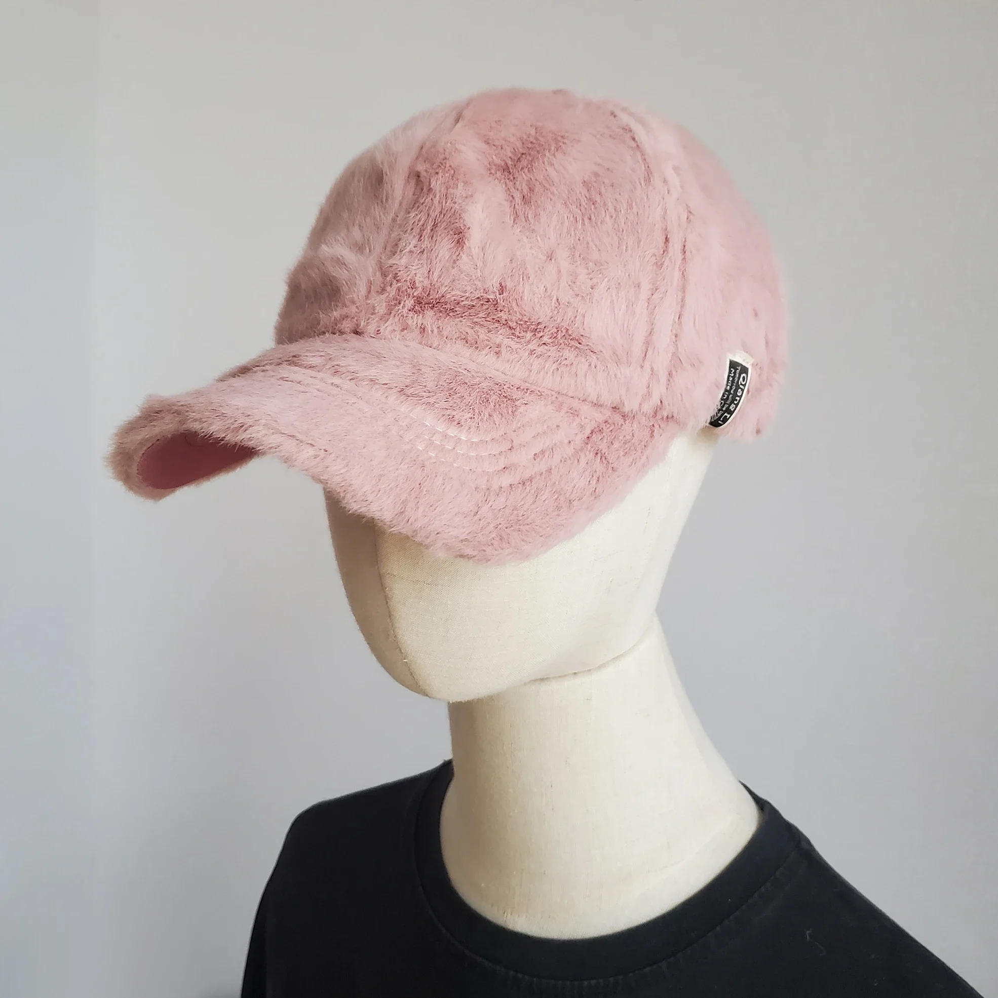 Women's Baseball Cap Winter Autumn Solid Color Long Plush Winter