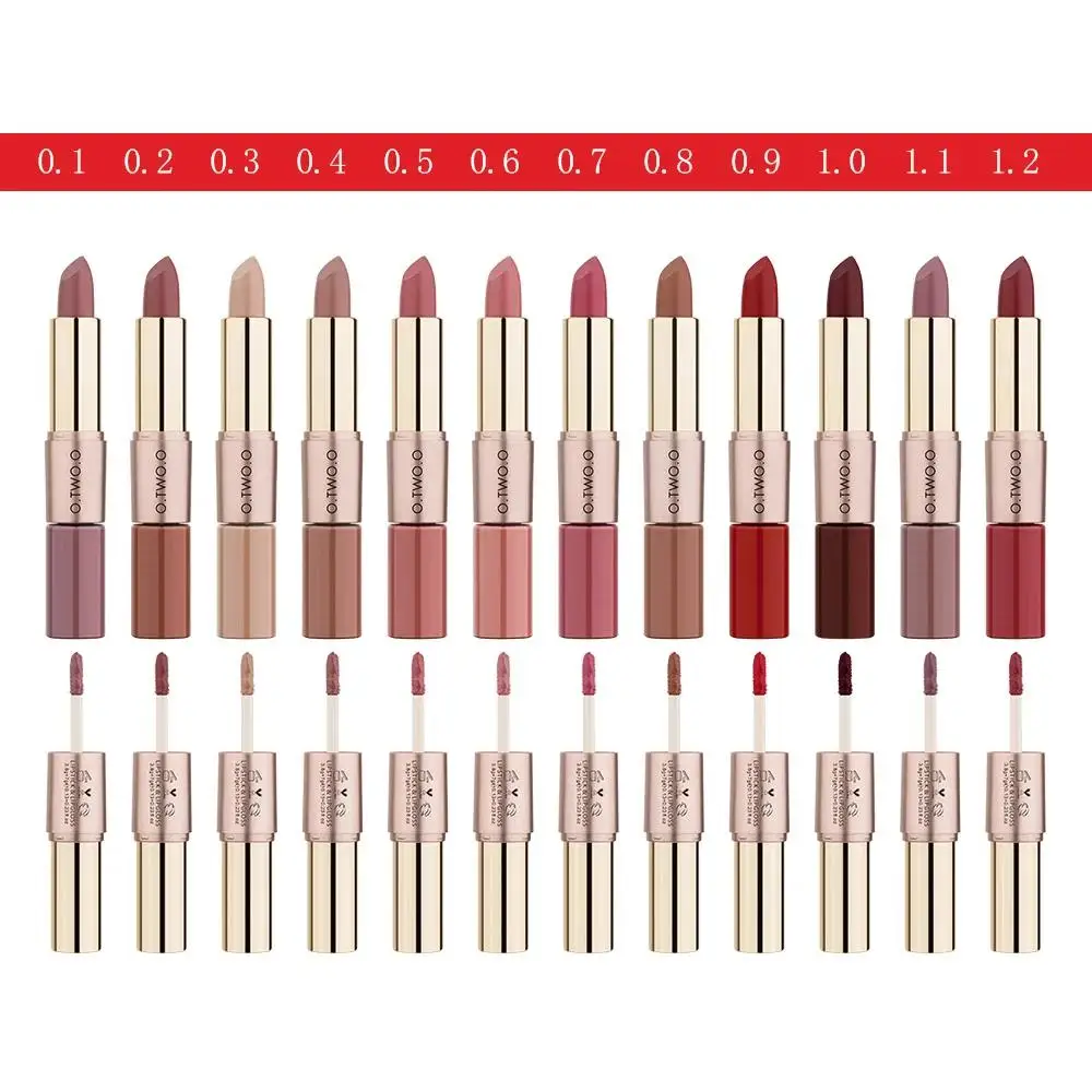 Wasserfester 2-in-1-Lippenstift und Lipgloss in 12 Farben – langanhaltendes Make-up – Rouge Lips Stick Batom Mate_voghion.com
