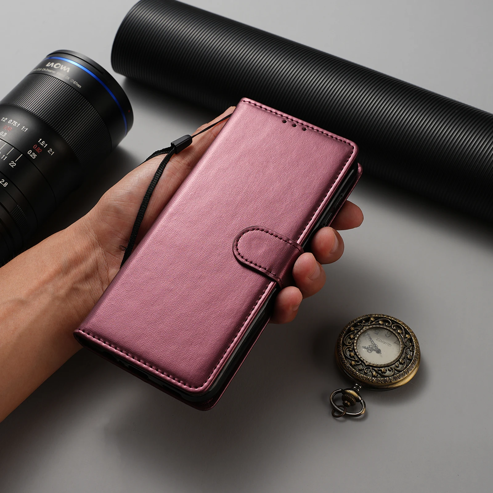 Premium PU Leather Flip Wallet Cover with Card Slots