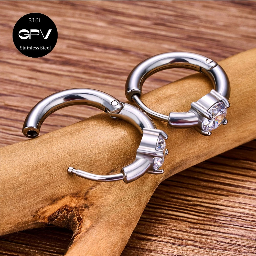 20PCS Wholesale 316L Stainless Steel Earrings New Style Set with Various Shapes of Zircon Fashion Men's and Women's Earrings