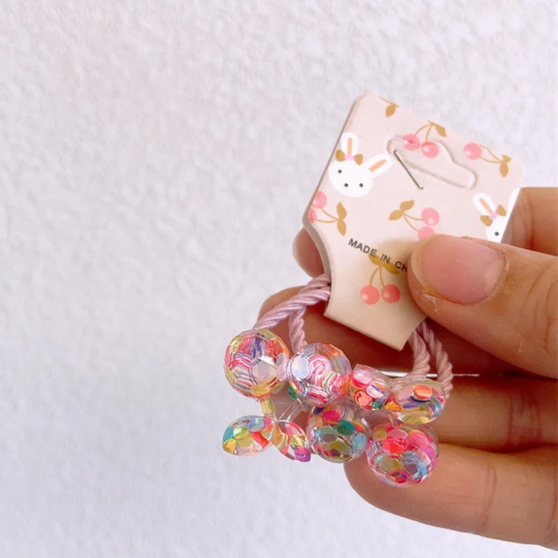 1 Satz Frühlings farbe niedliche elastische Haar bänder für Kinder Blumen haargummi mädchen Cartoon Hase Haar Gummiband Baby Haarschmuck – Detail 10