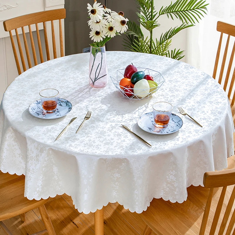 

Round PVC Tablecloth Waterproof Insulate Plastic Oilproof Printed Pattern Wedding Party Restaurant White Table Cloth Decoration
