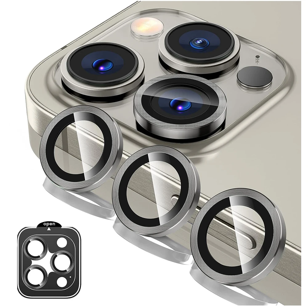 Titanium Gray Metal Tempered Glass Camera Lens Cover Screen