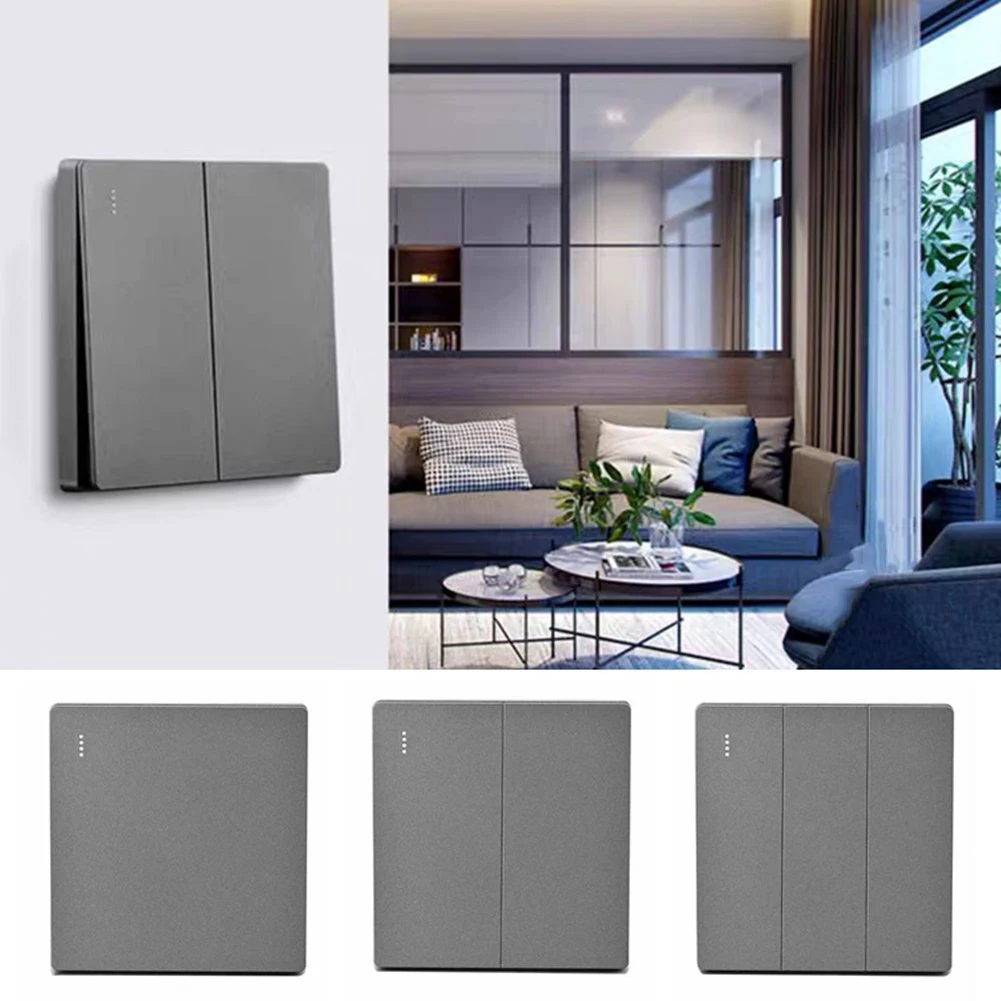 

PC 86mm Push Button Switch 1/2/3 Gang 2 Way Wall Light Switch Rocker Switch 10A-250V Gray 60mm Hole Distance Panel Installation