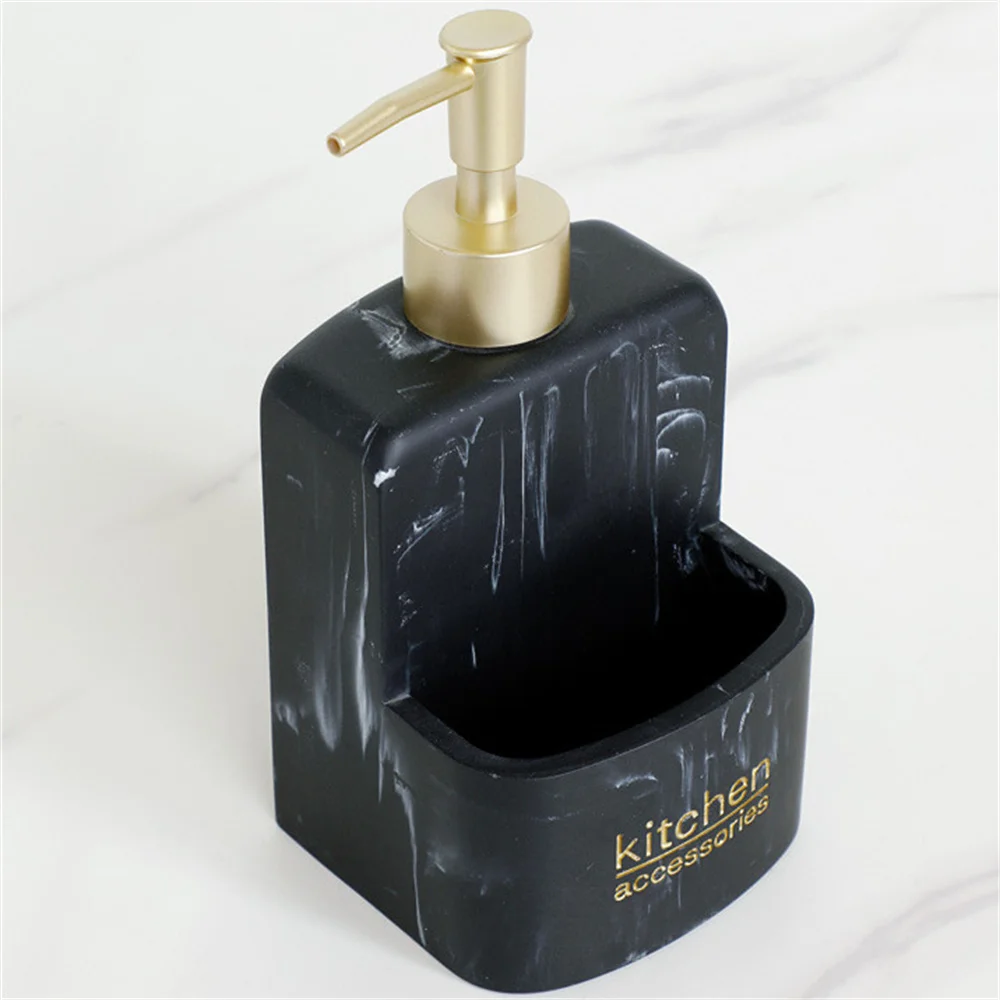 Kitchen Accessories Sink Countertop Liquid Hand Soap Dispenser Pump Bottle Caddy with Storage Compartment Holds Stores Scrubbers