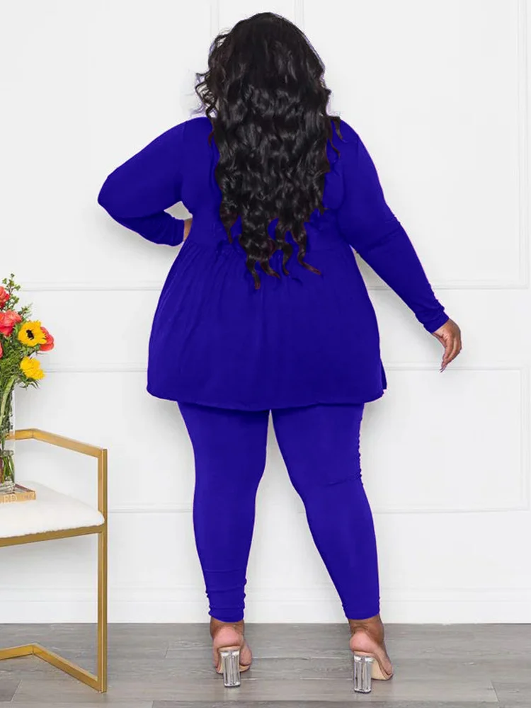 Wmstar Plus Size Pants Sets Womens Two Piece Set Solid Casual Fall Clothes New in Outfits Matching Wholesale Dropshipping 2023