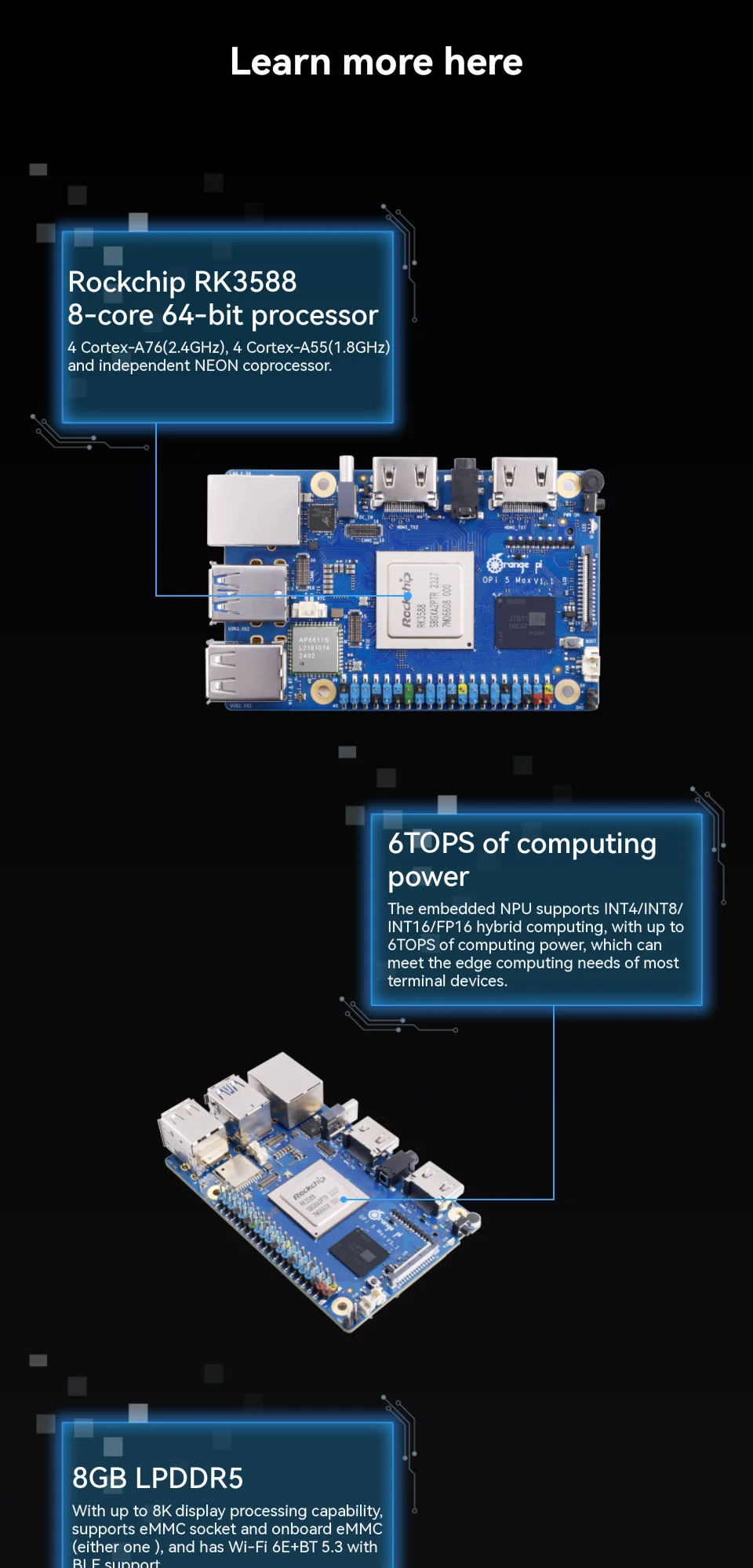 Orange Pi 5 Max LPDDR5 RK3588 WiFi+BT OrangePi 5 MAX