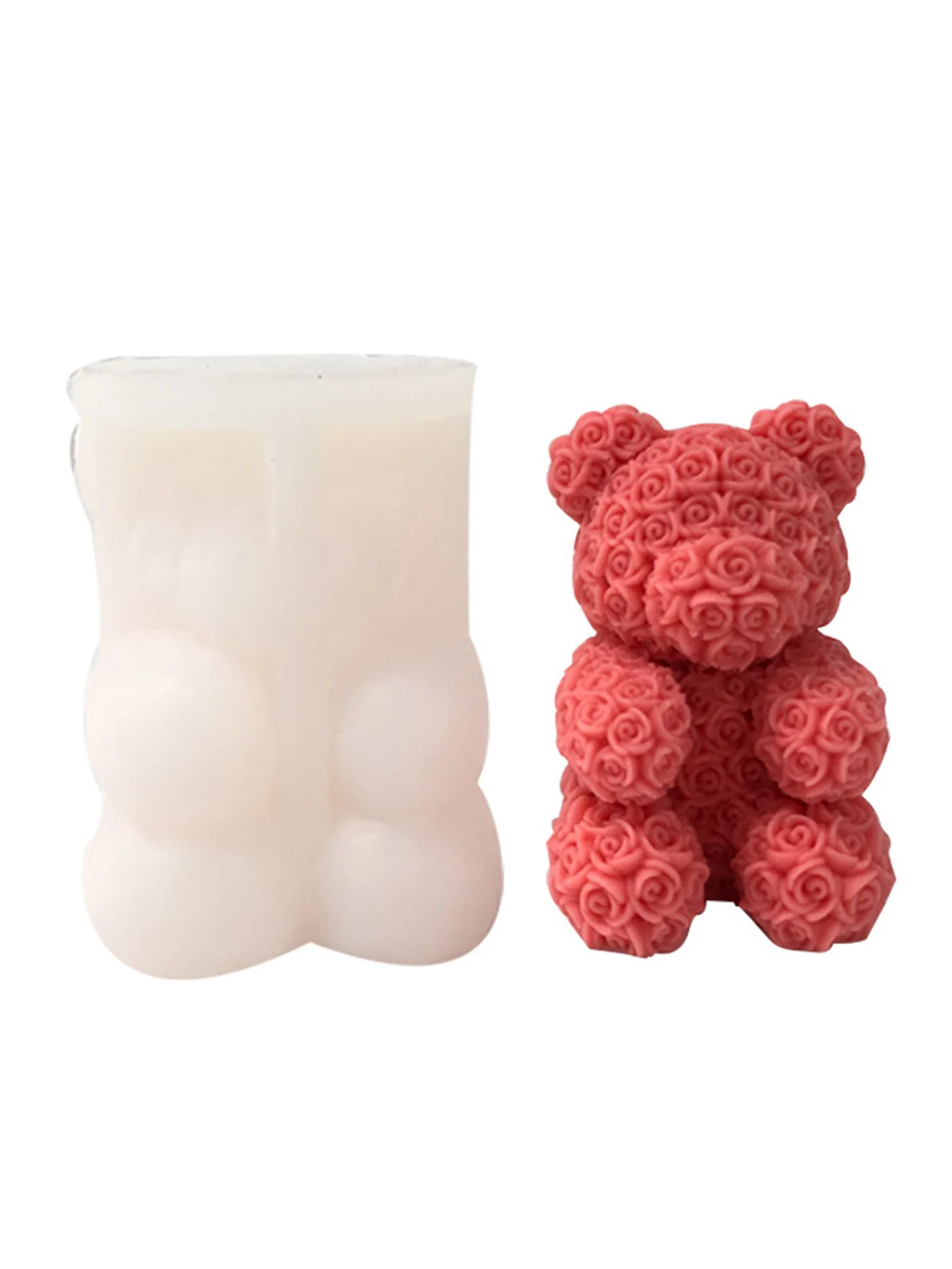 Valentine's Day Rose Bear Aromatherapy Candle Silicone Mold DIY 3D Teddy Bear Gypsum Decoration