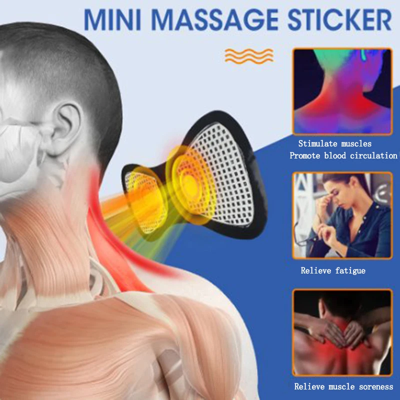 Smart EMS Neck Massager Mini Neck and Back Stimulator Massager Portable Gel Pad Sticker Thin