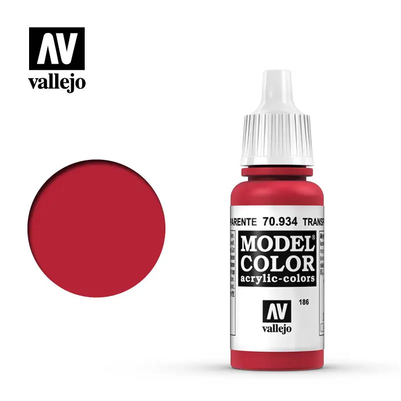 

Vallejo Acrylic paints AV 70934 186 Rojo Transparente Red Model Coloring Water-Based Hand Painted Gunpla Gundam 17ml