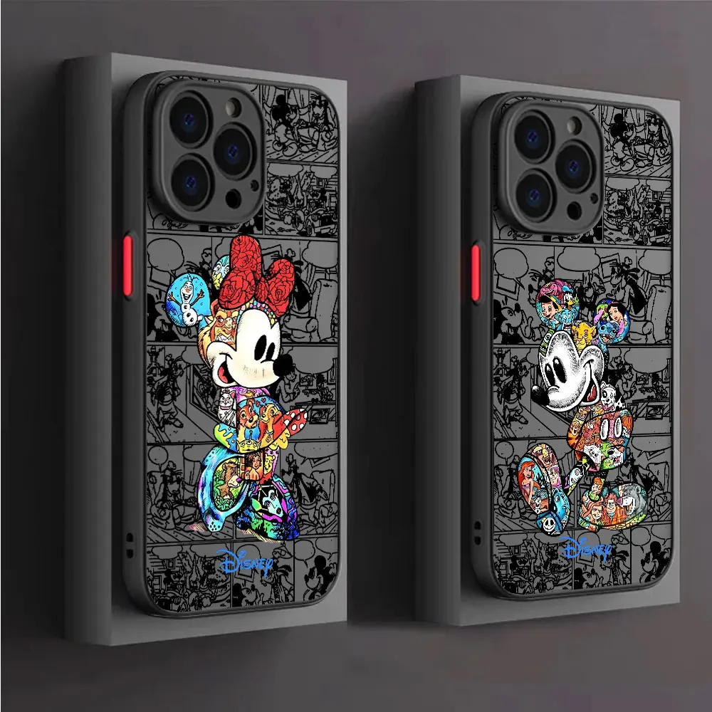 Retro Retro Disney Mickey Stitch Custodia Opaca Per Iphone Se 13 8 Plus 15 Pro 12 Mini 11 Pro 14 Pro Max Xr 7 Xs X 14 Cover