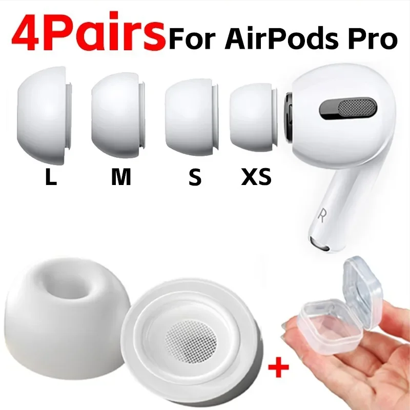 

4 Pairs Silicone Earbuds Protective Cover for Airpods Pro 1/2 Noise Reduction Replacement Eartips XS/S/M/L Earphone Accessories