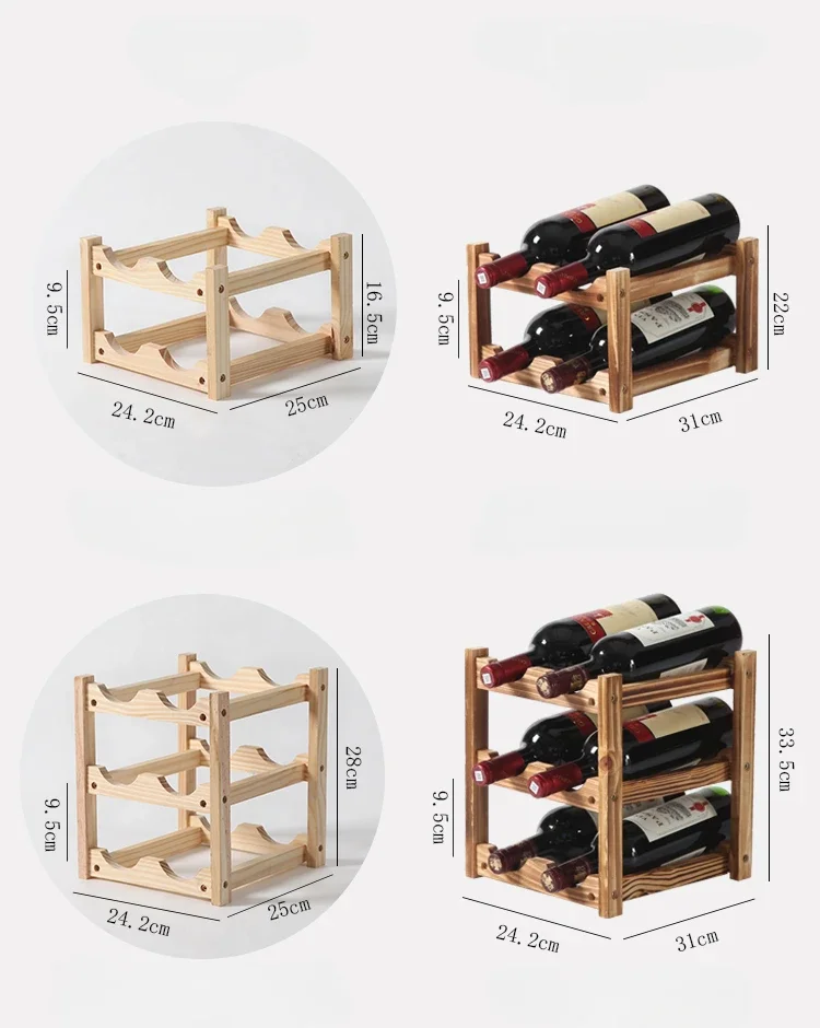 Red Wine Cabinet Display Rack Wood Bottle Storage Rack Simple Designer Household Solid Wood Ornaments Home Decor #060A