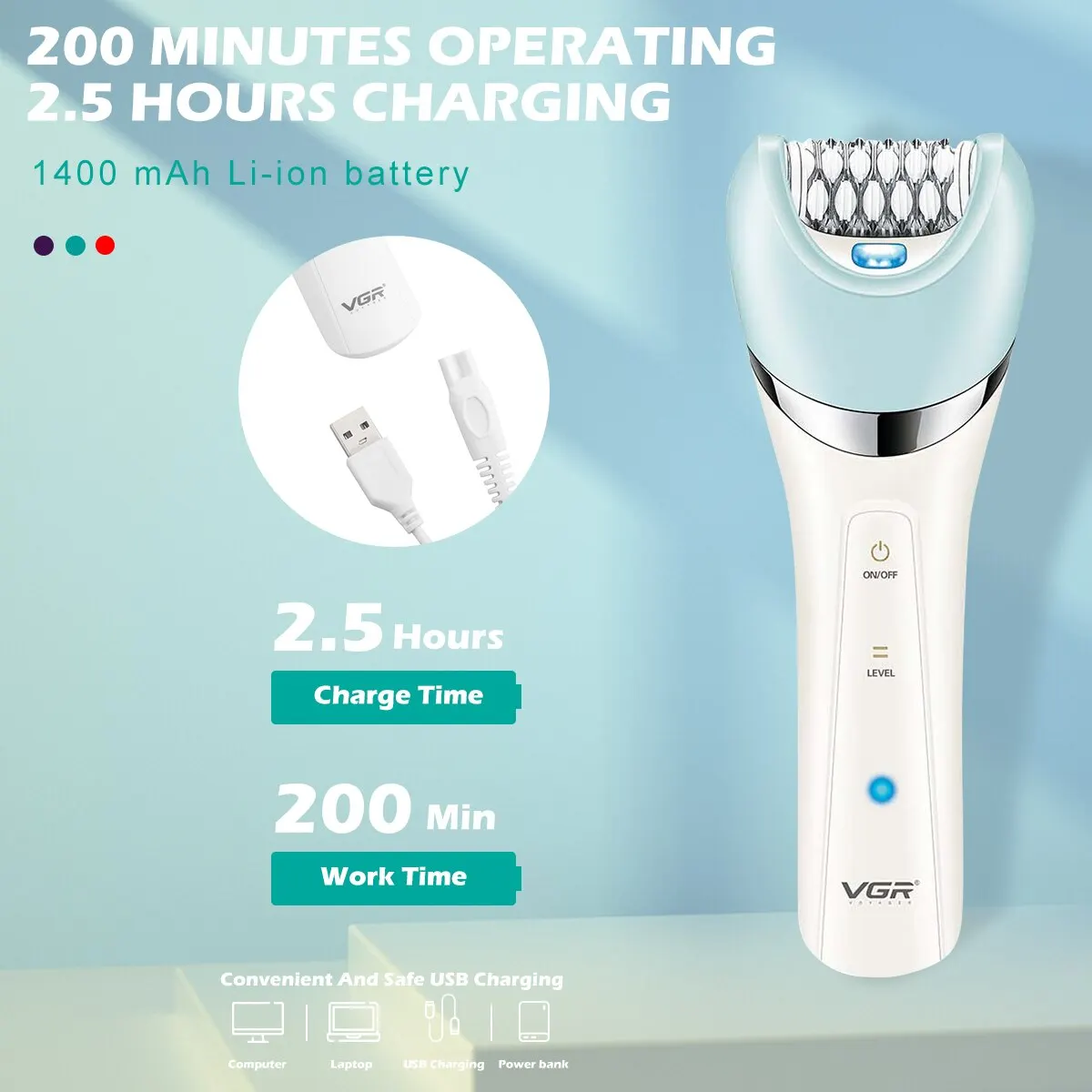 VGR Epilator 5 In 1 Electri Women Epilator Female Shaver Leg Body Hair Remover Lady Bikini Trimmer Facial Cleaning Massage V-703 5