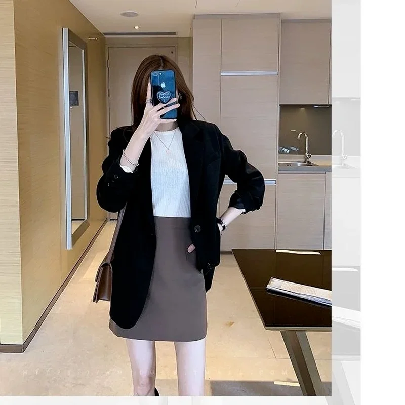 England Style Casual Commute Blazers Office Lady Fashion Lapel Single Breasted Solid Colors Formal Blazers Spring Autumn Outwear