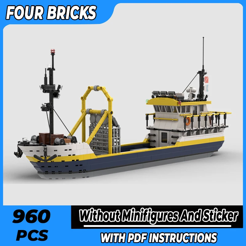 

Moc Building Bricks Ship Series Model Shellfish Fishing Boat Technology Modular Blocks Gifts Toys For Children DIY Sets Assembly