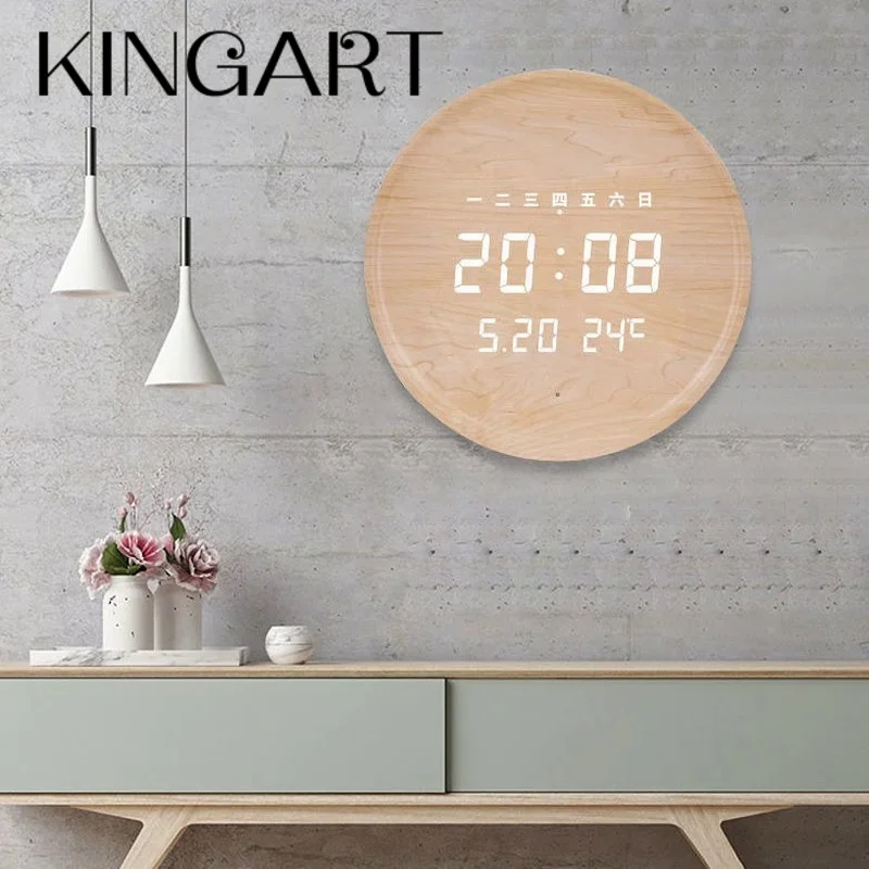 

Wall Clock Antique Reative Hole Free Hanging Wall Electronic Light Luxury Nordic Simple Modern Wooden Wall Clock