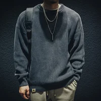 American Retro Loose Men's Sweater High Street Autumn Fashion Knitted Top Versatile Casual Crew Neck Pullover from Mainland Chin