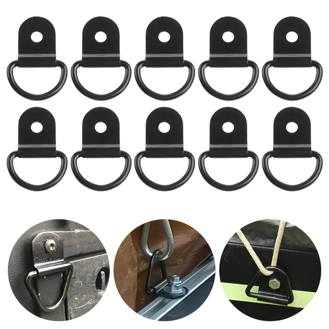 X AUTOHAUX 20pcs D-Shape Tie Down Anchors - Black & Titanium Tone Lashing Rings For Trucks & Trailers