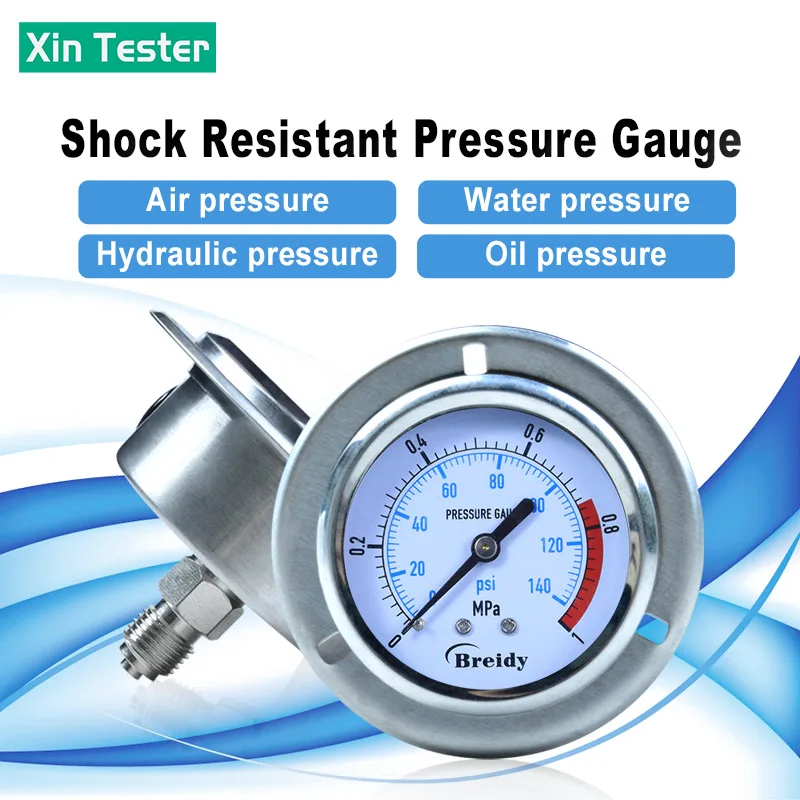 

Xin Tester Anti-vibration Glycerol free Pressure Gauge 0-60Mpa Stainless Steel Air Oil Water Hydraulic Gauge Thread G1/4