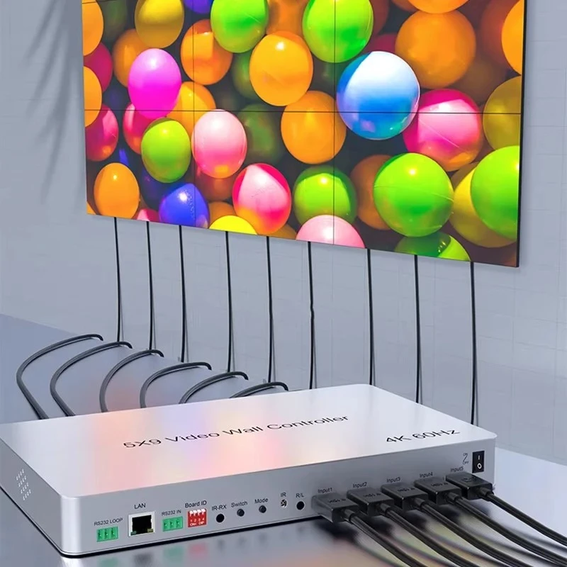 HDMI 2.0 5x9 스플라이서 TV 월 스플라이싱 스크린 컨트롤러 12V/2A 4K HD 3x3 2x2 수직 스크린 스플라이싱 장치 스크린 분배기