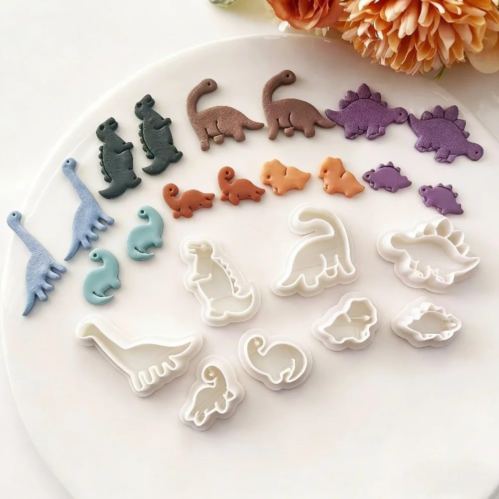 8pcs 귀여운 공룡 클레이 커터 세트 폴리머 클레이 귀걸이를위한 공룡 모양의 금형 쥬얼리 만들기 도구 할로윈 프로젝트 공예품