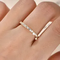 Bague de mariage en or 14 carats pour femmes, certifiée couleur D VVS1, bague d'éternité en moissanite créée en laboratoire de 2mm, bijoux étincelants 1