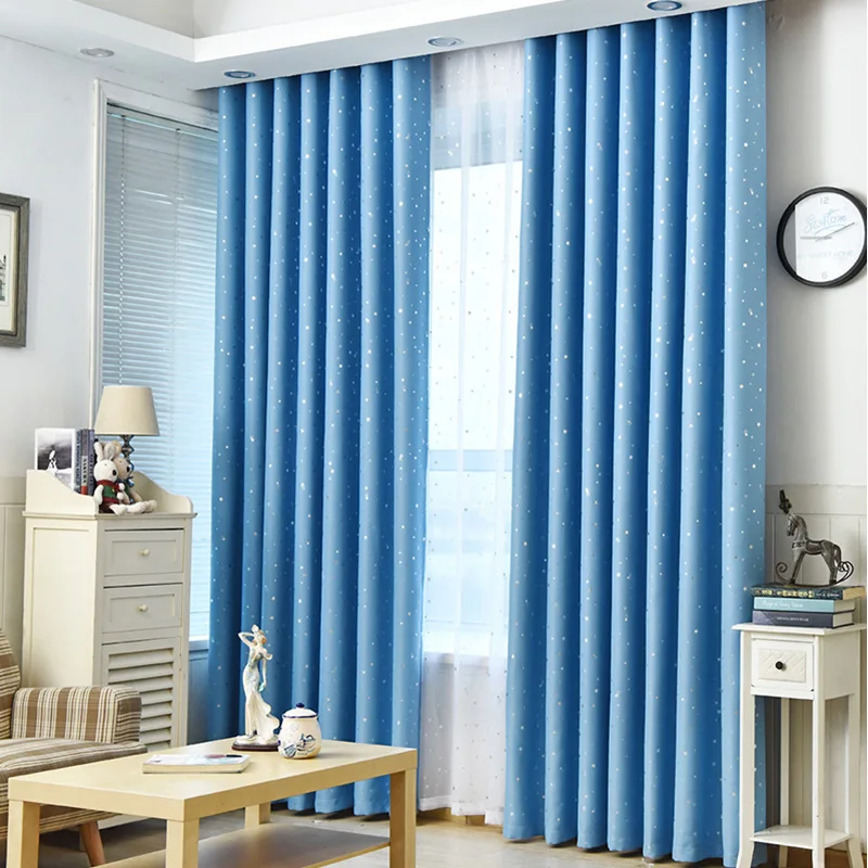 Shiny Stars Children Cloth Curtains For Kids Boy Girl Bedroom Living Room Blue/Pink Blackout Cortinas Custom Made Drape wp123#45 5