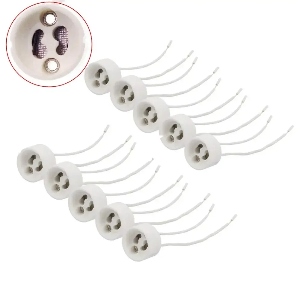 Ceramic GU10 lamp Holder Base connector Socket adaptador Silicone Lead for Halogen Bulb LED Bulb CFL lamp Wire 15CM 10pcs/lot lamp holder lamp bulb holder lamp base lamp socket adapter