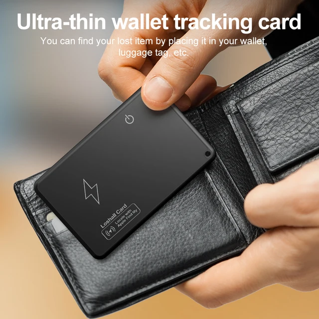 Wireless Charging GPS Locator Work with Apple Find My App Thin GPS Item Finder Smart Card Tracker for Luggage Tag Purse Passport 2