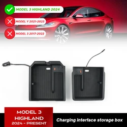 for Tesla Model 3 Highland 2024 Console Armrest Storage Organizer Interior Storage Box Accessorie USB Type-C Expansion dock