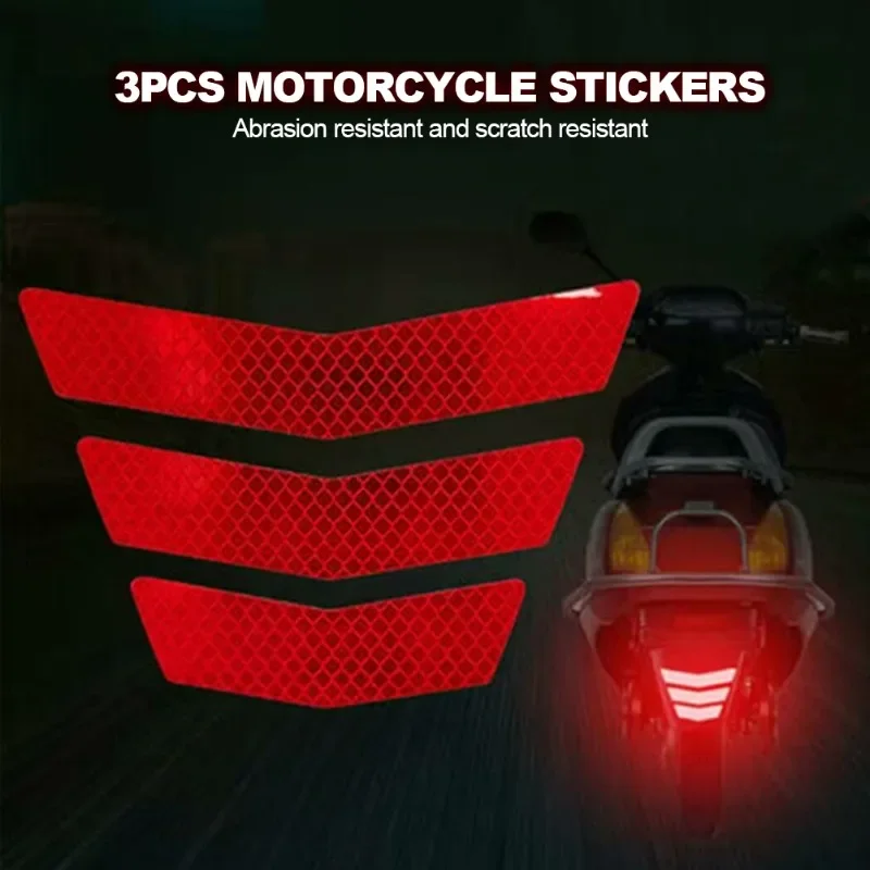 3 PCS Motorcycle Stickers Reflective Warning Trapezoidal Arrow Tail Fender Racing Bumper Decal Tape for Car Truck Bicycle