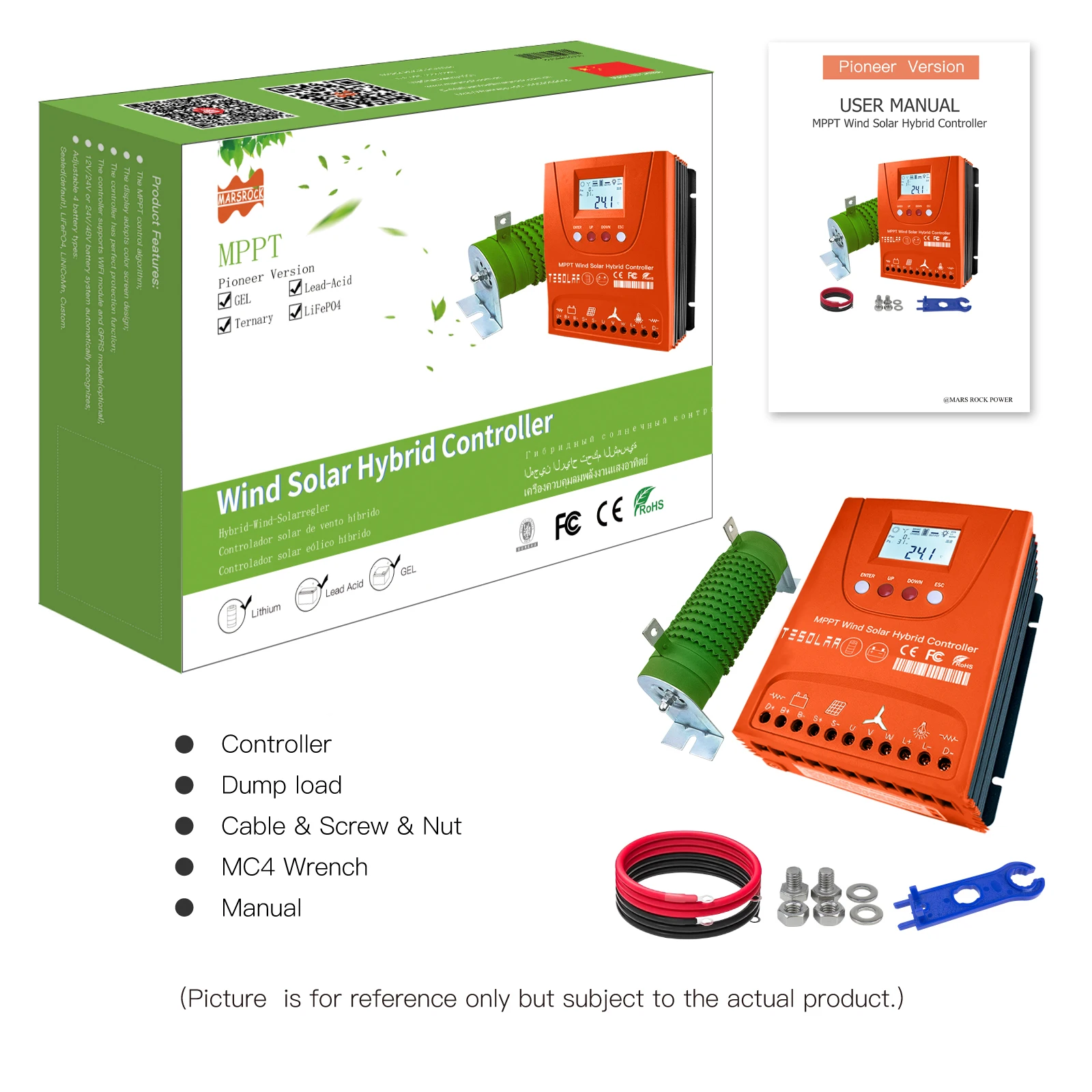 3000W Wind-Solar Hybrid Laderegler – Off-Grid MPPT Boost Controller Für 1000W Wind & 2000W Solar, 24V/48V Automatisch Mit Dump Load