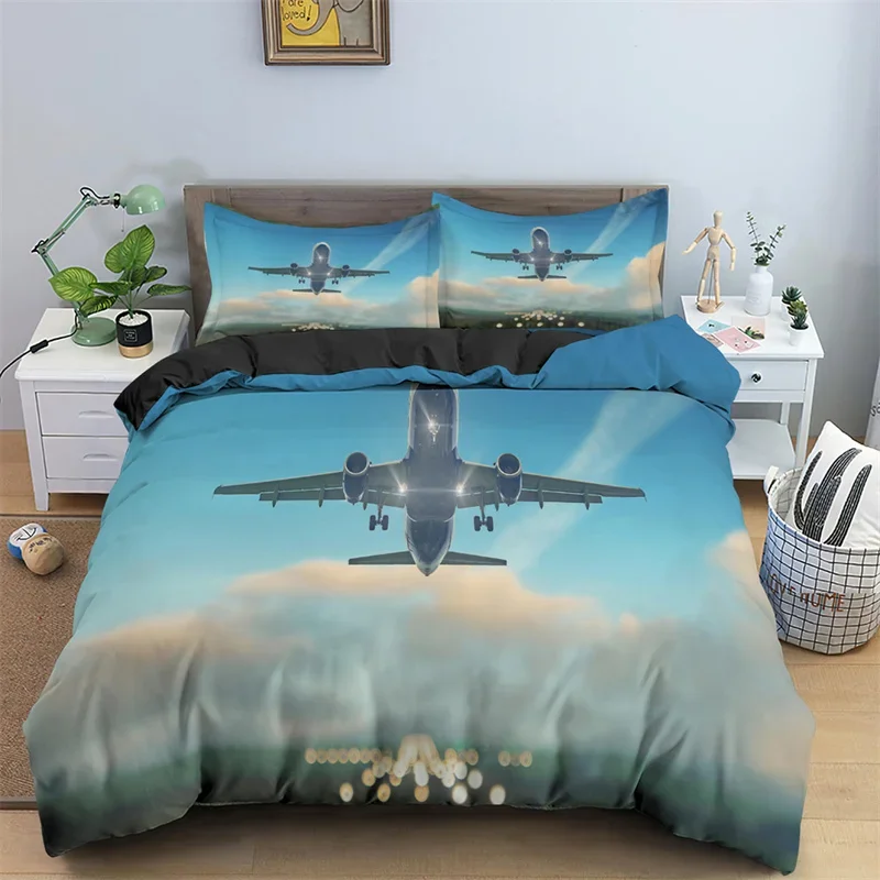 3D Flugzeug Gedruckt Bettwäsche Set Kinder Erwachsene 2/3 stücke Bettbezug Mit Kissenbezug Tröster Bettwäsche Quilt Abdeckung Luxus Bettwäsche set – Detail 5