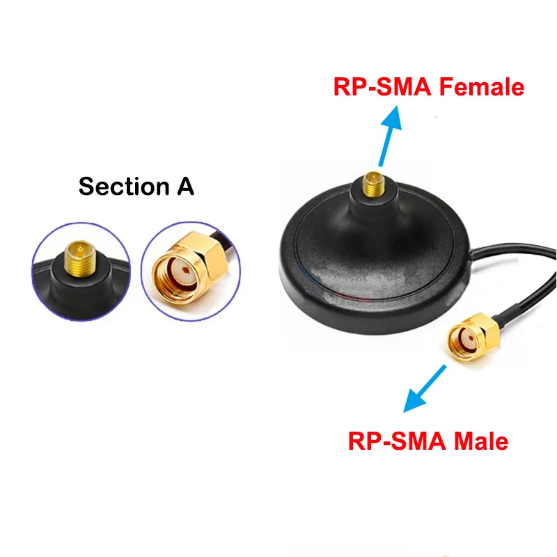 Magnetic Base Antenna with Customizable Length and 3m Extension Cable