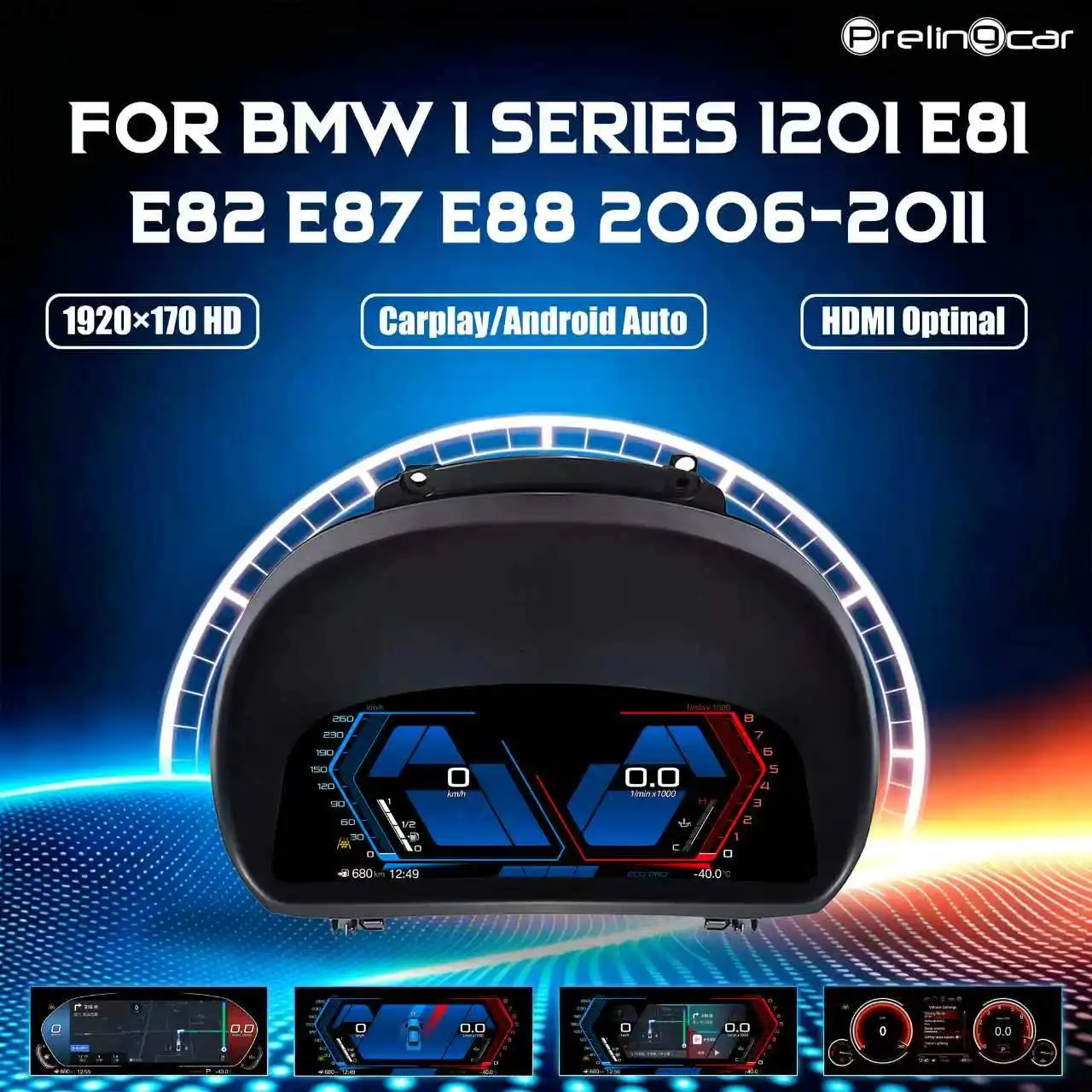 Panel de Instrumentos Digital LCD para BMW E81 E82 E87 E88 Años 2006-2011, Velocímetro Virtual con Función Carplay Inalámbrica 1