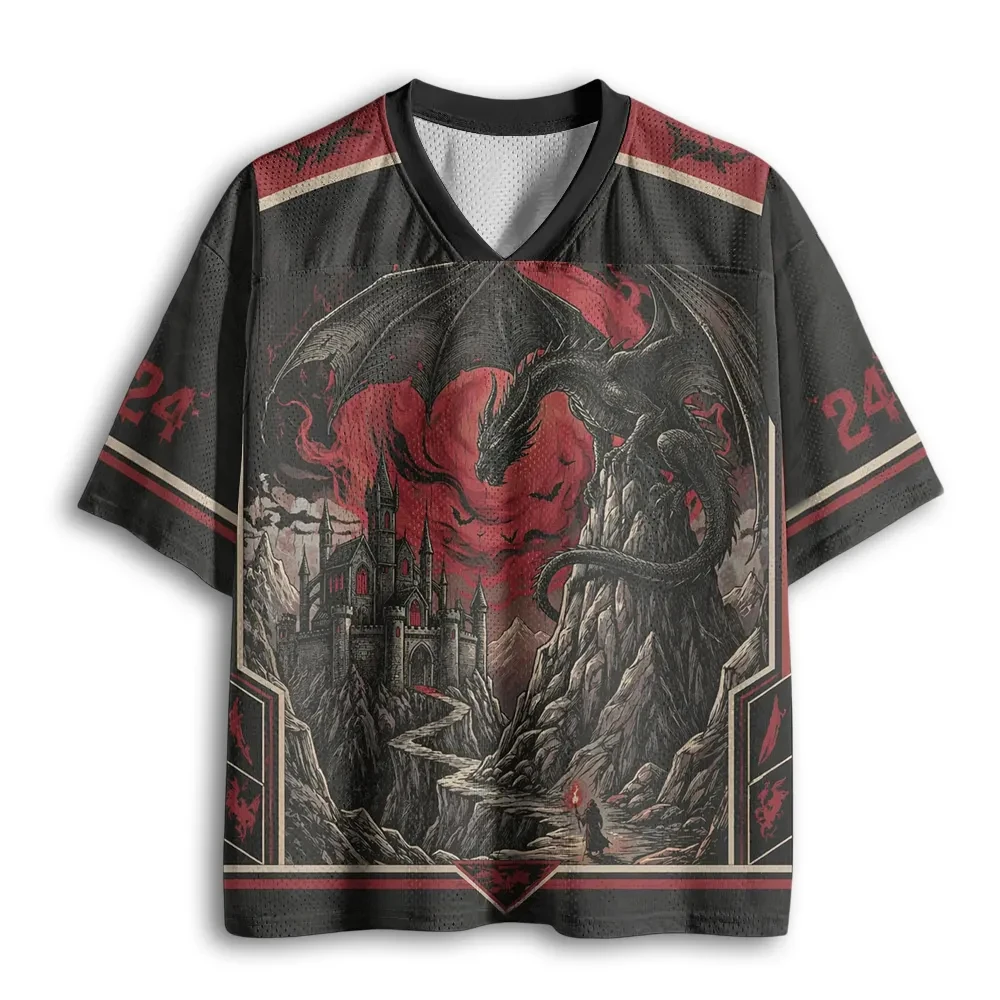 2026 Sommer Mode Neues Gothic Dark Fantasy Drachen 3D-Druck Streetwear Freizeit Sport Outdoor Hip Hop V-Ausschnitt T-Shirt